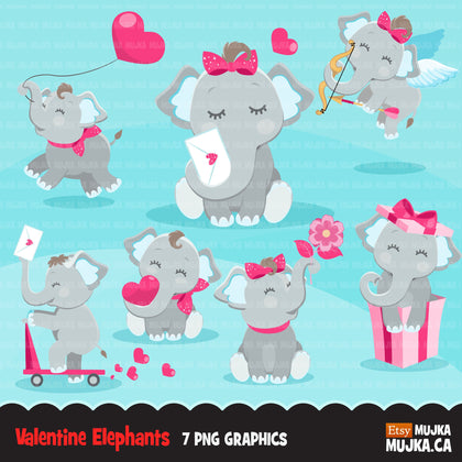 Valentines Day Elephants Clipart
