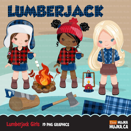 Lumberjack Clipart. Girl version