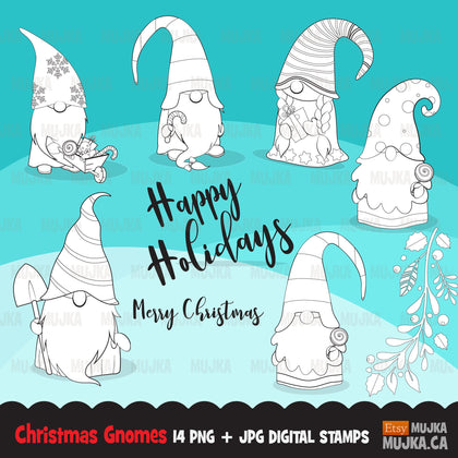 Christmas gnomes Digital stamps