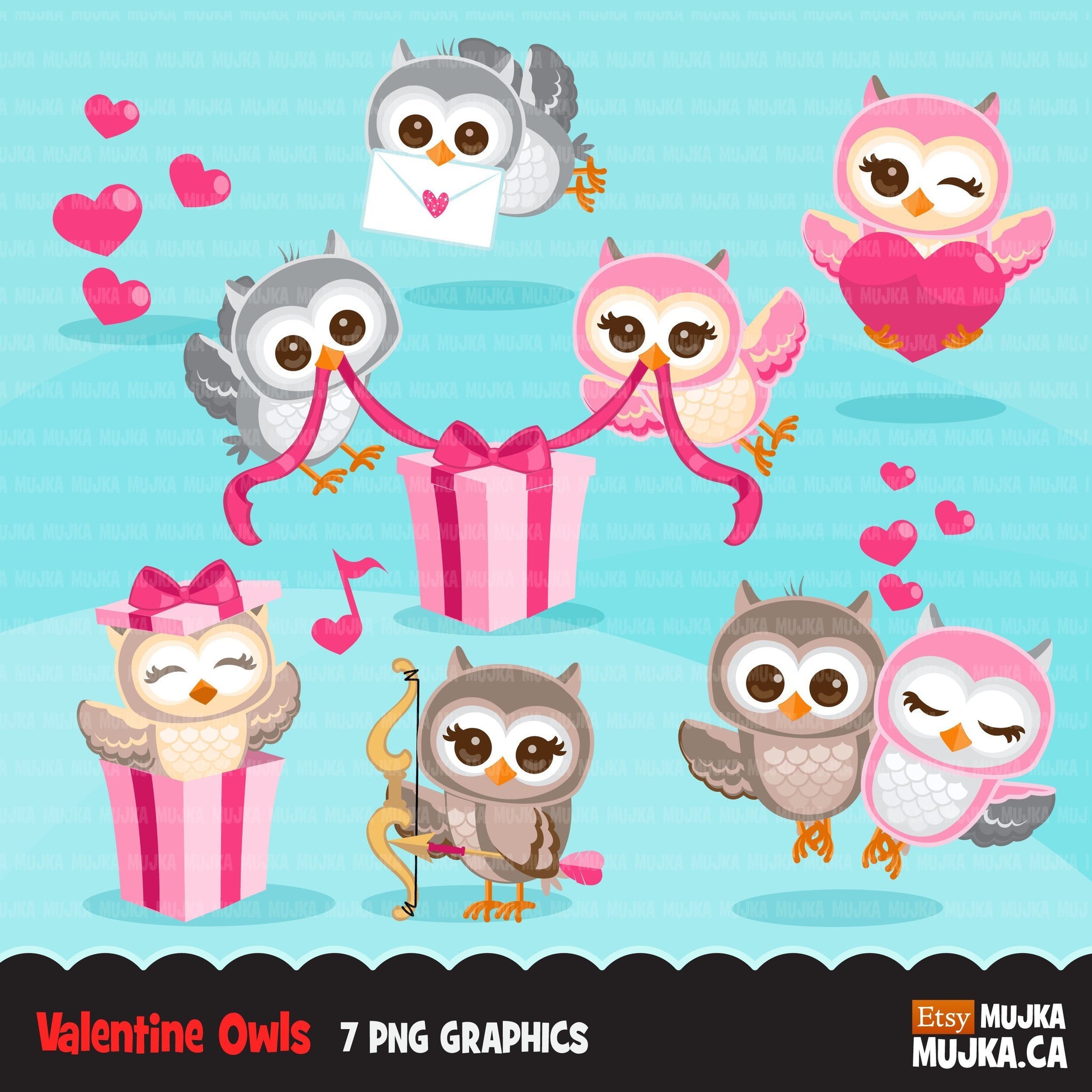 Free Valentine Day Owls Clipart