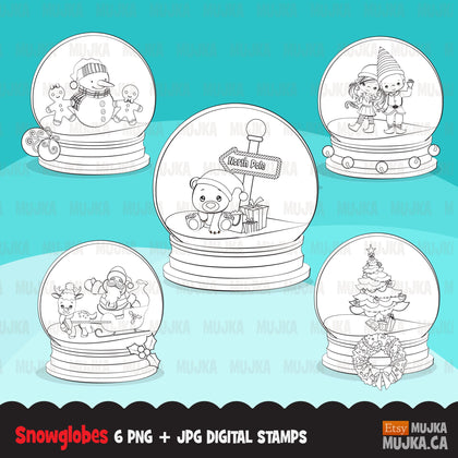 Christmas snow globe digital stamps winter