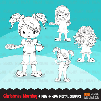 Christmas kids digital stamps, Girl