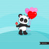Clipart de animales panda de San Valentín