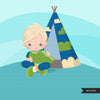 Slumber party clipart, sleepover tents for boy