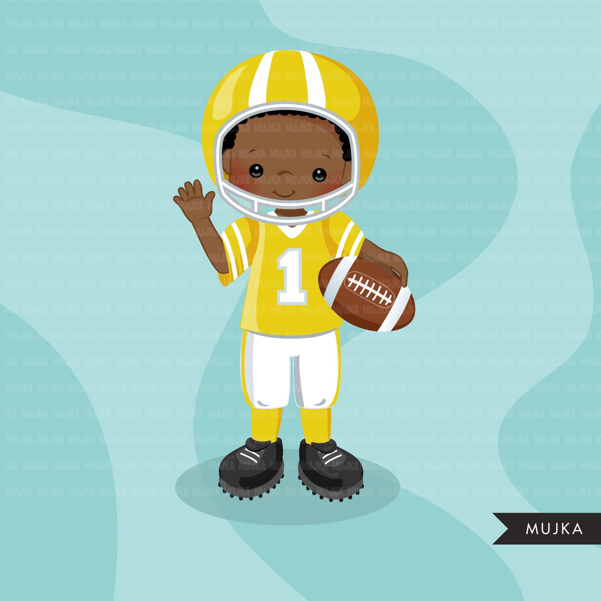 Football clipart, boy in yellow jersey