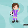 Soccer clipart, girl in purple jersey