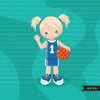 Baloncesto chica camiseta azul clipart