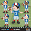 Football clipart, boy in red and blue throwing