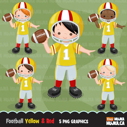 American Football Boy clipart, football player, sports designs