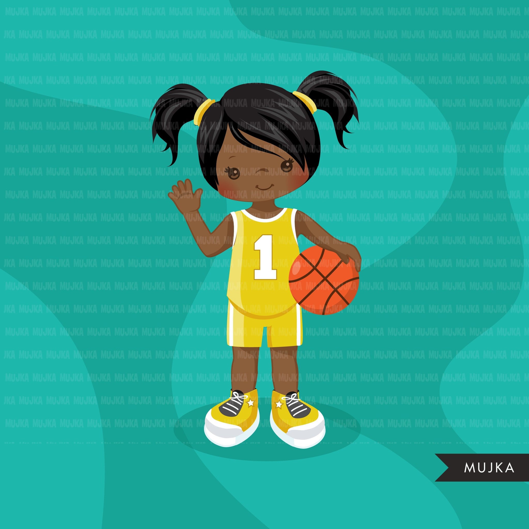 girl playing basketball clipart