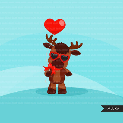 Clipart de alce do dia dos namorados, animais