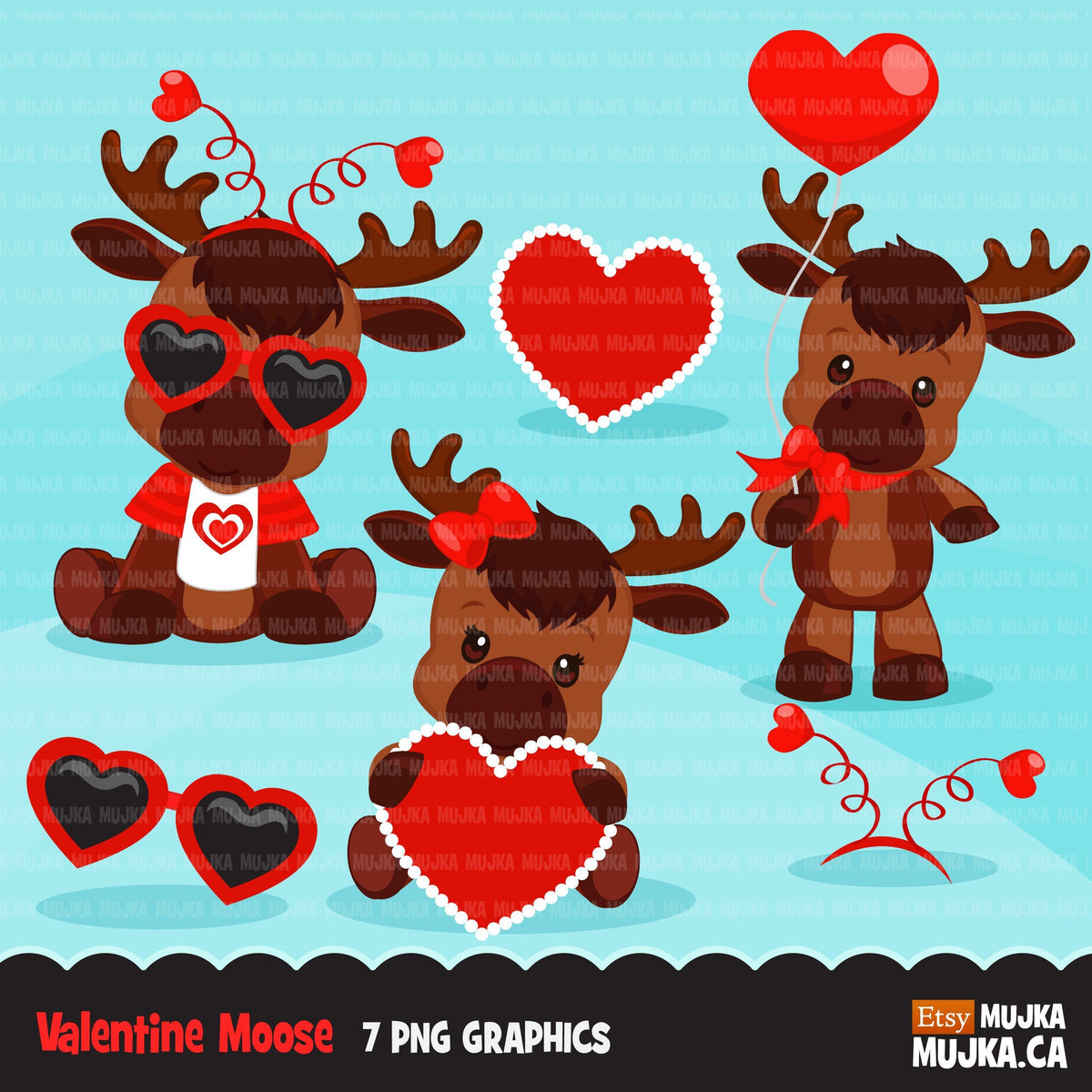 Valentines Day Moose Clipart, animals – MUJKA CLIPARTS