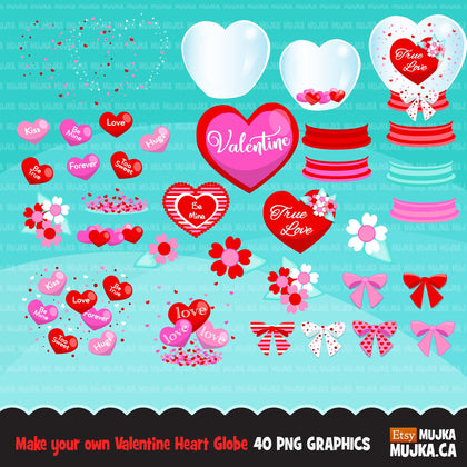 Valentines Day, Make your own Valentine Heart Globe Clipart
