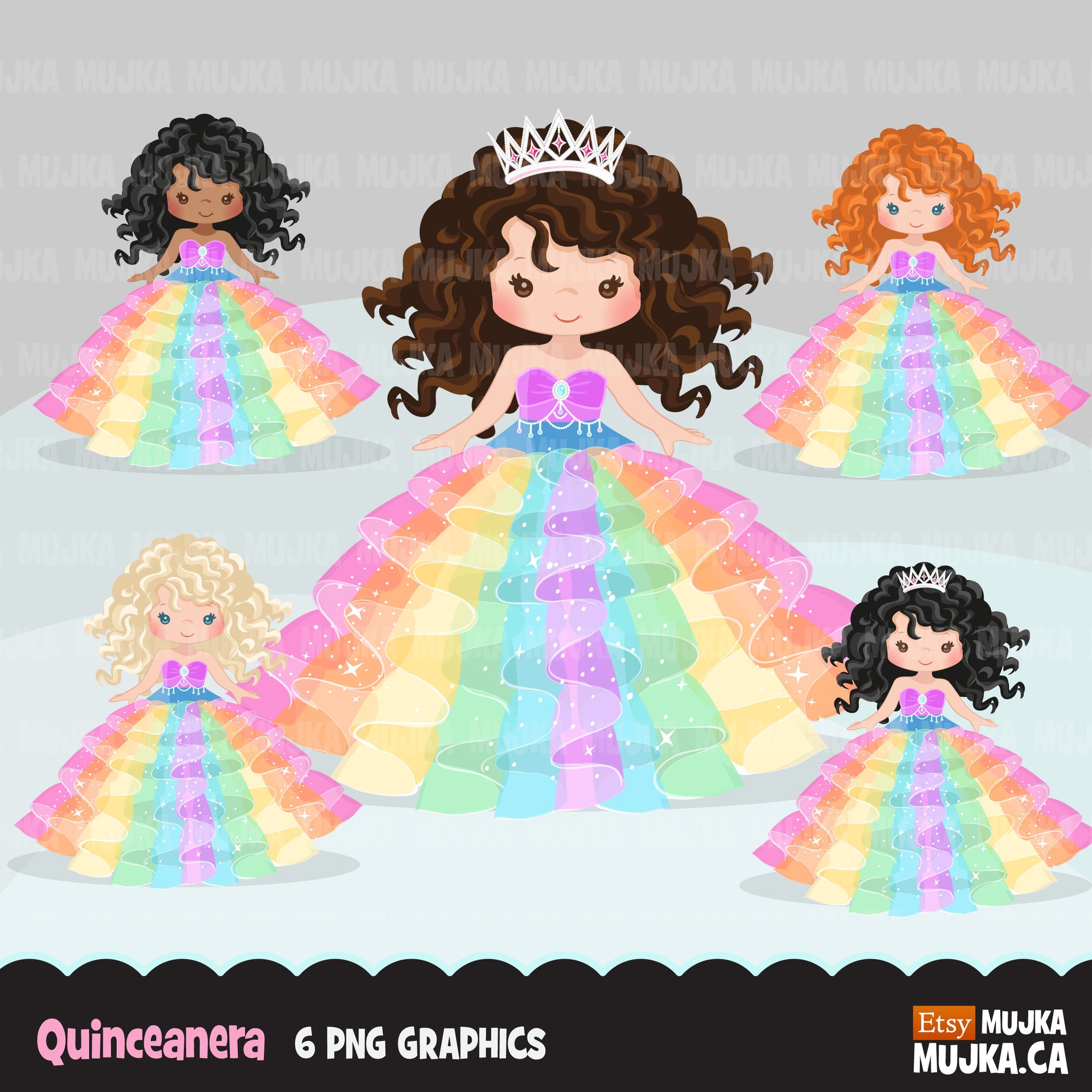 Quinceanera Clipart, Sweet 15th Birthday, Latino girl