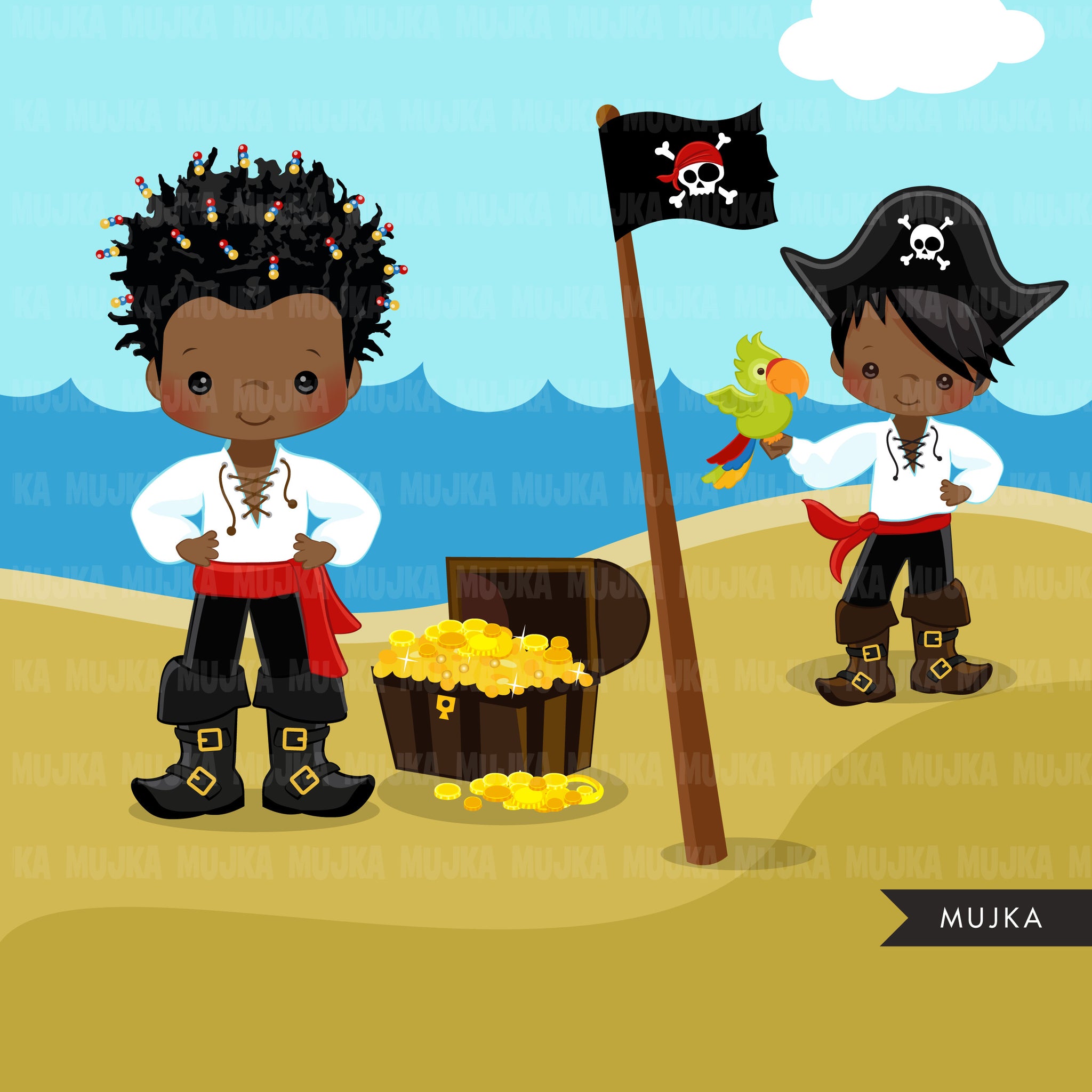 Boy Pirate clipart African American