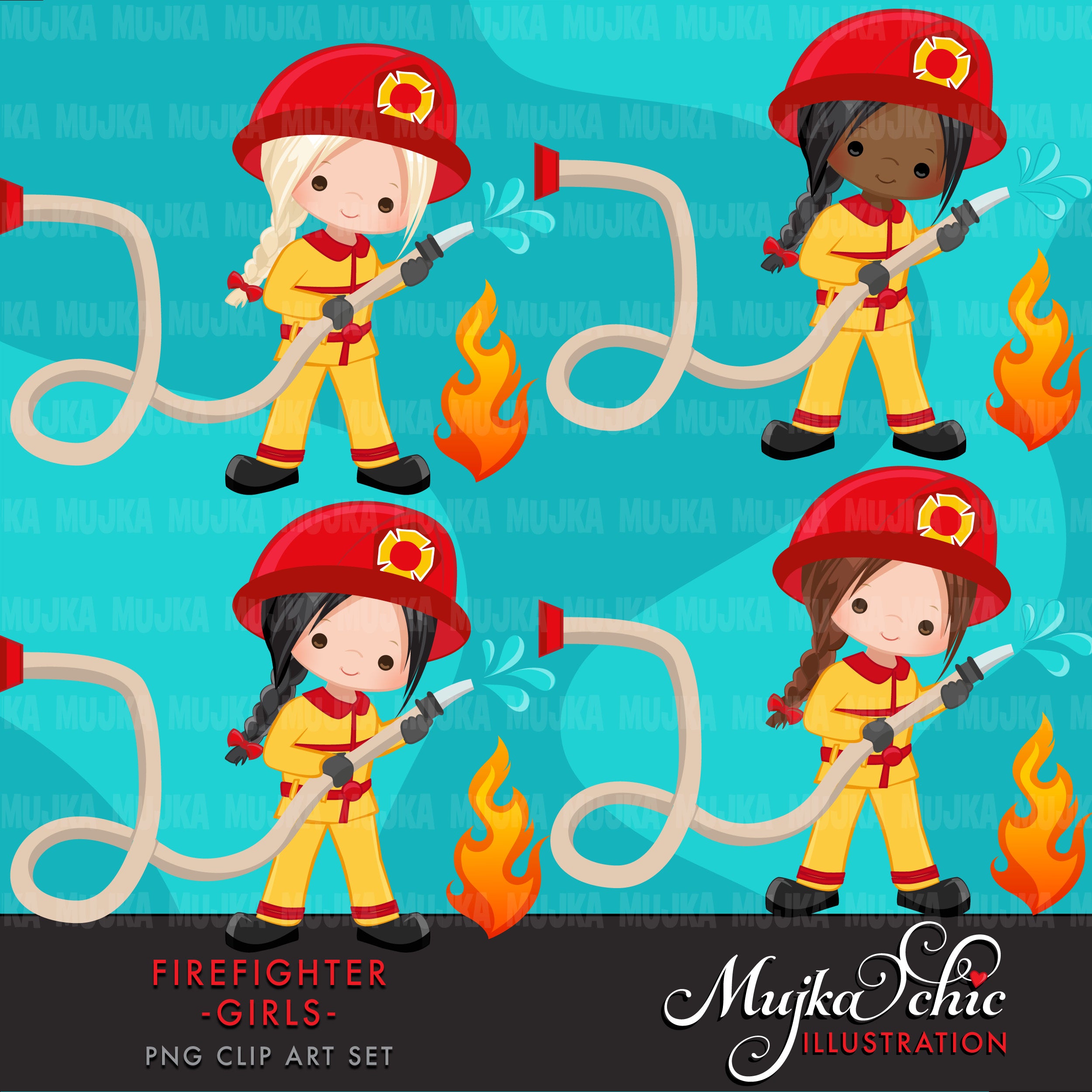clip art firefighters girls