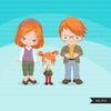 Family portraits clipart, Red head