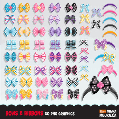 Hair bows and ribbons clipart