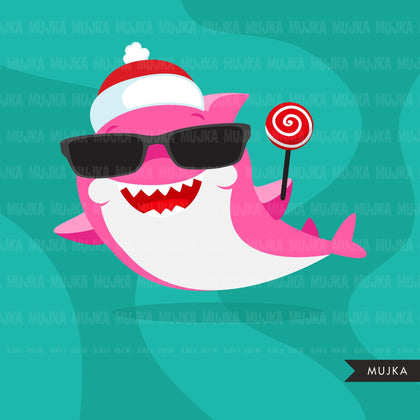 Shark clipart, animal christmas