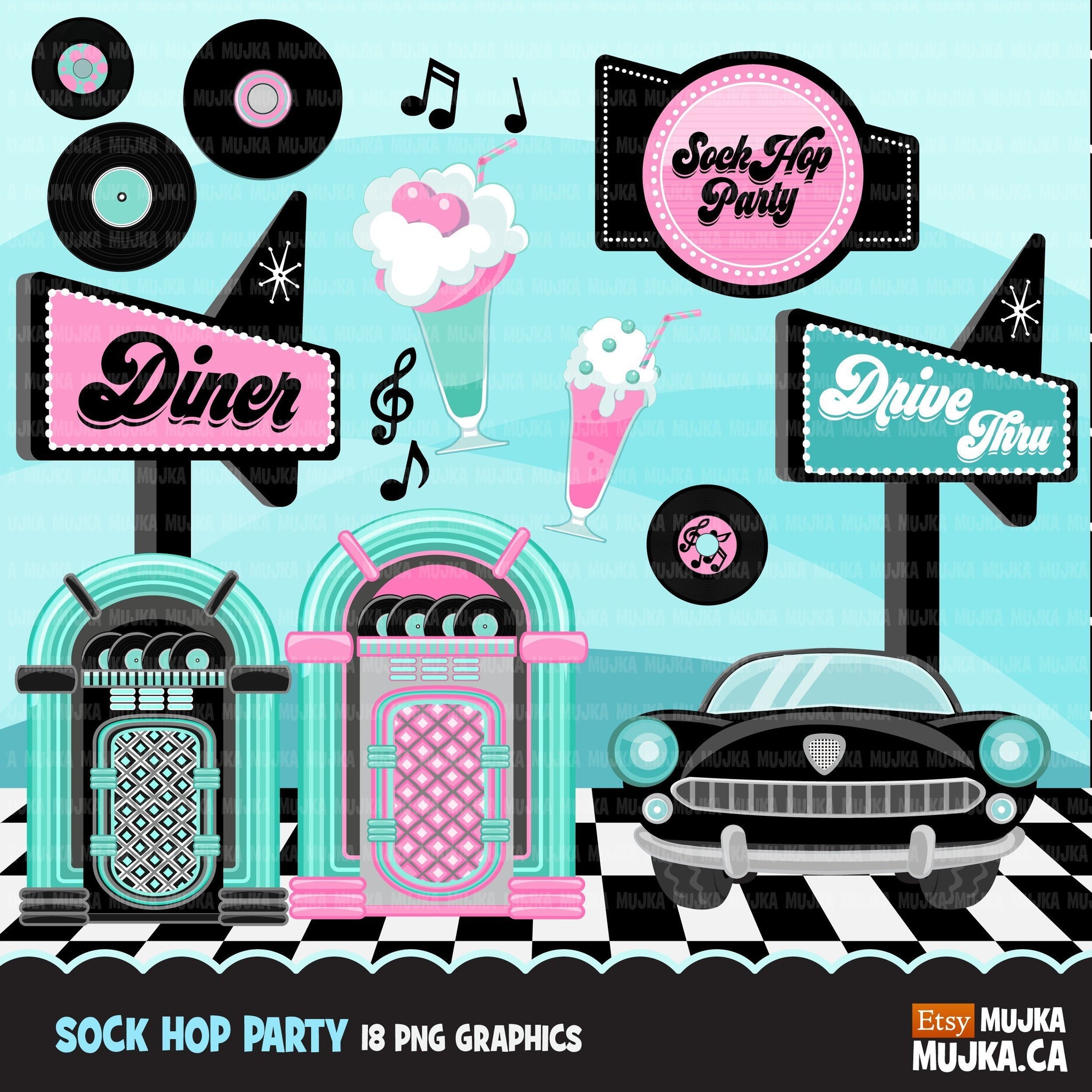 Sock Hop Party Clipart