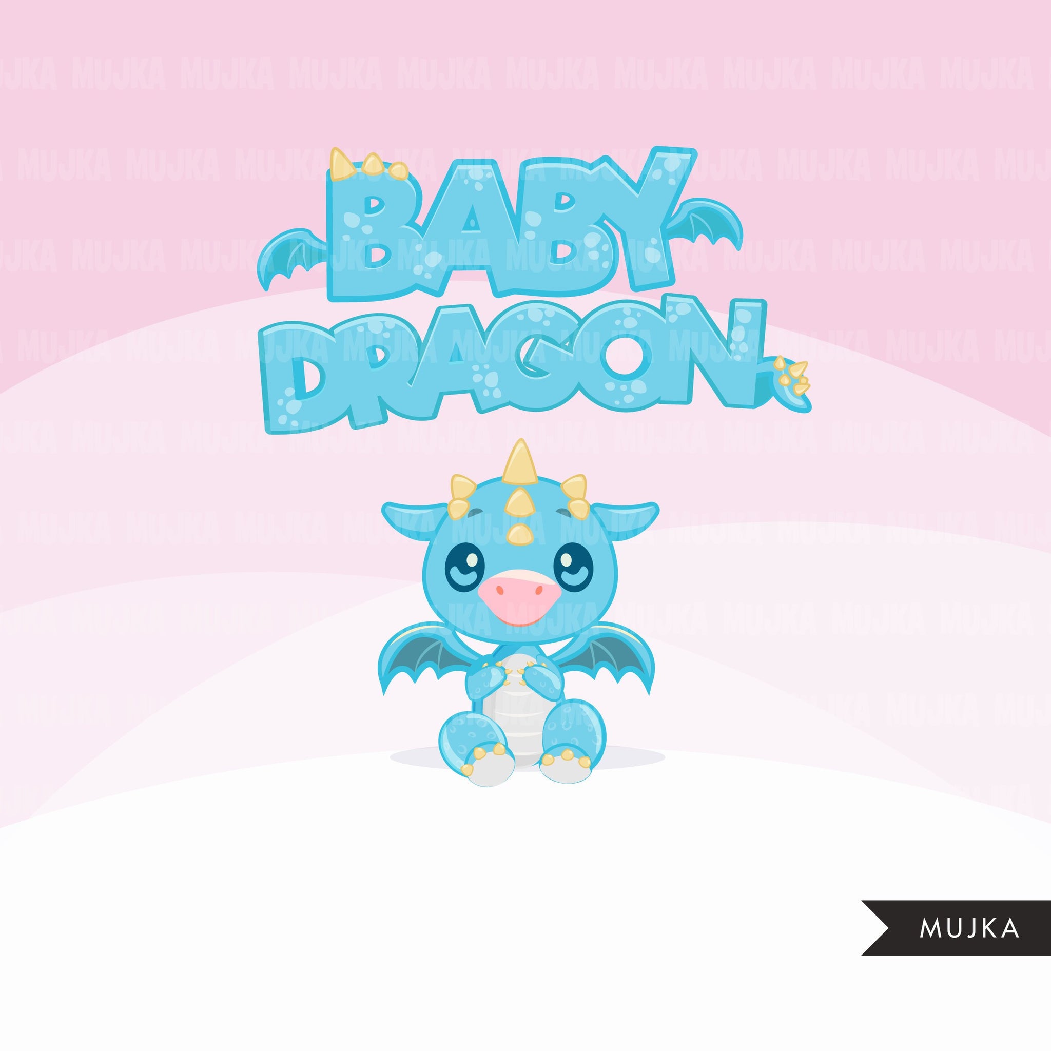 Bebé Dragón clipart- animal azul