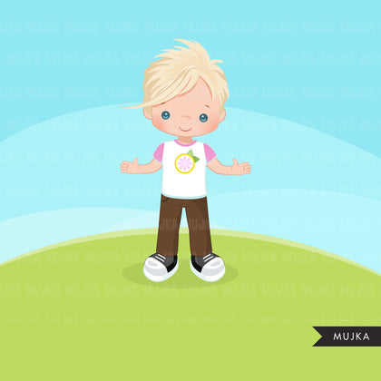 Pink Lemonade Stand Boys clipart, summer