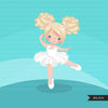 Ballerina clipart, chic ballet girl characters