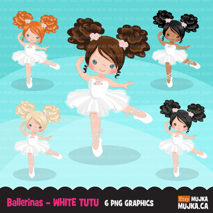 Ballerina clipart, chic ballet girl characters