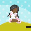 Easter girl with bunny Clipart