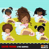 Easter black girl with lamb Clipart