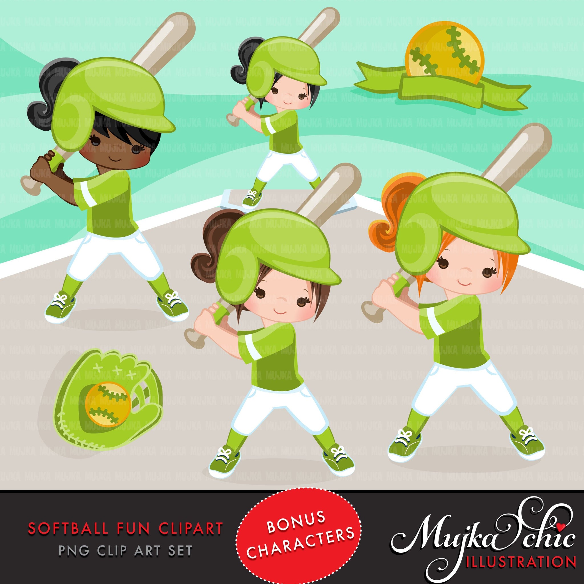 Softball Players Vector Digital Download Eps Pdf (Download Now) 