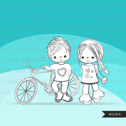 Valentine's Day Digital Stamps, Girl boy love