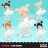 Ballerina clipart with white tutu and afro pufs