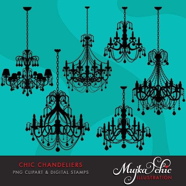 Chic Chandeliers Clipart & Digital Stamps.