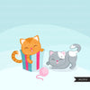 cat clipart, Kitten clipart, animal graphics, pet love designs