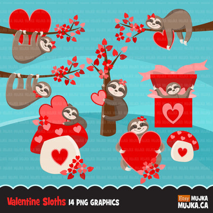 Valentine's Day Sloth Animal clipart