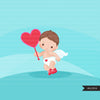 Valentine's Day Baby Cupids clipart with heart