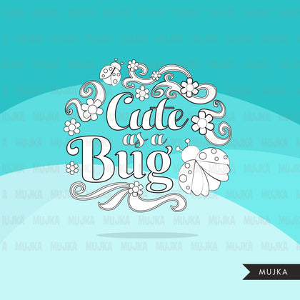 Ladybug Digital Stamps, Girl, animal