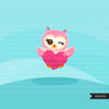 Free Valentine Day Owls Clipart