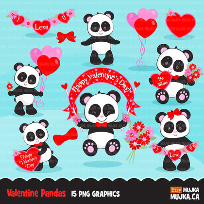 Valentine's Day Panda Animal clipart