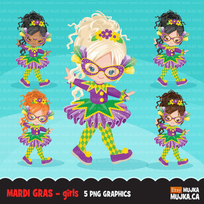 Mardi gras clipart, girl graphic