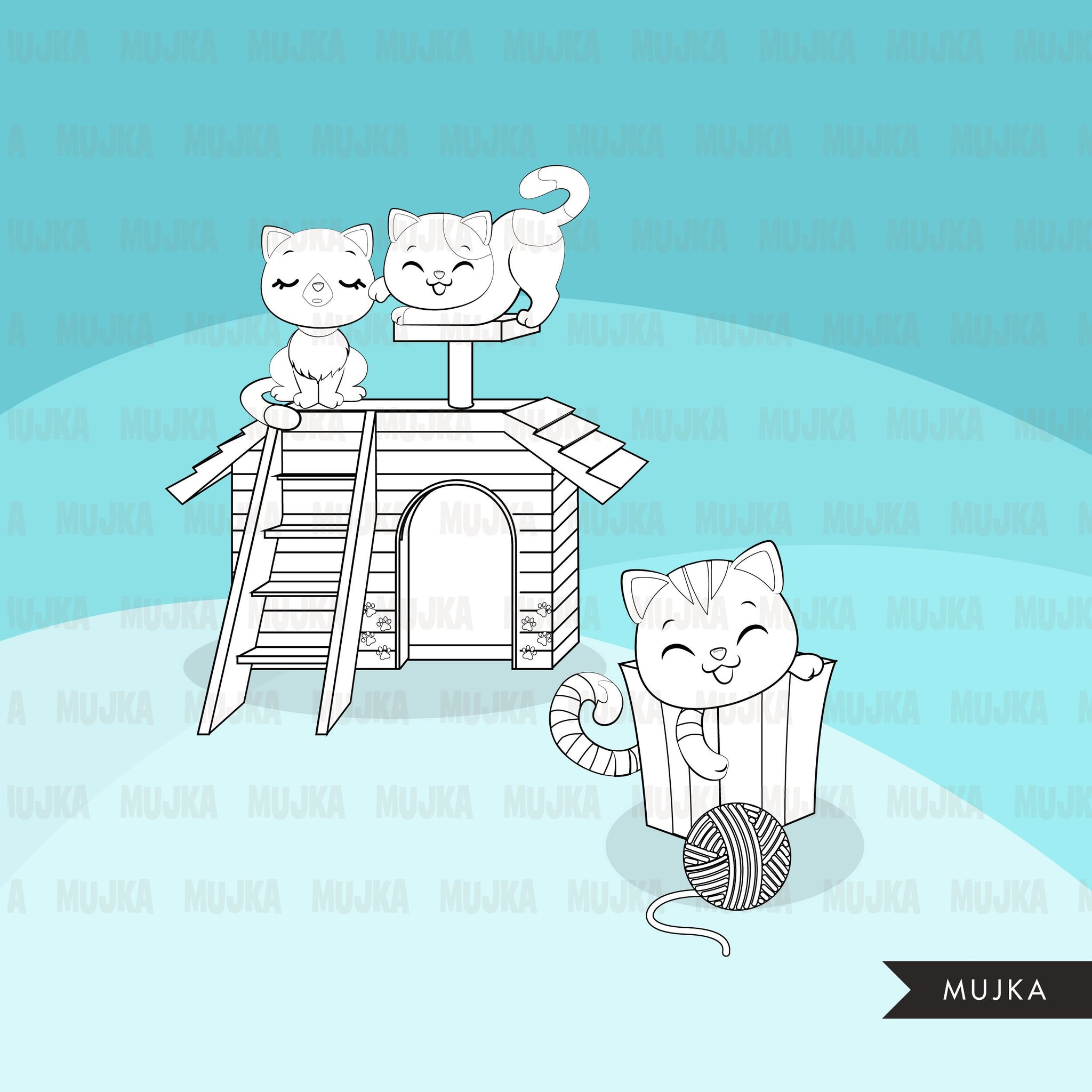 Kittens, cats  Digital Stamps, animal graphic