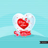 Valentines Day Heart Globe Clipart