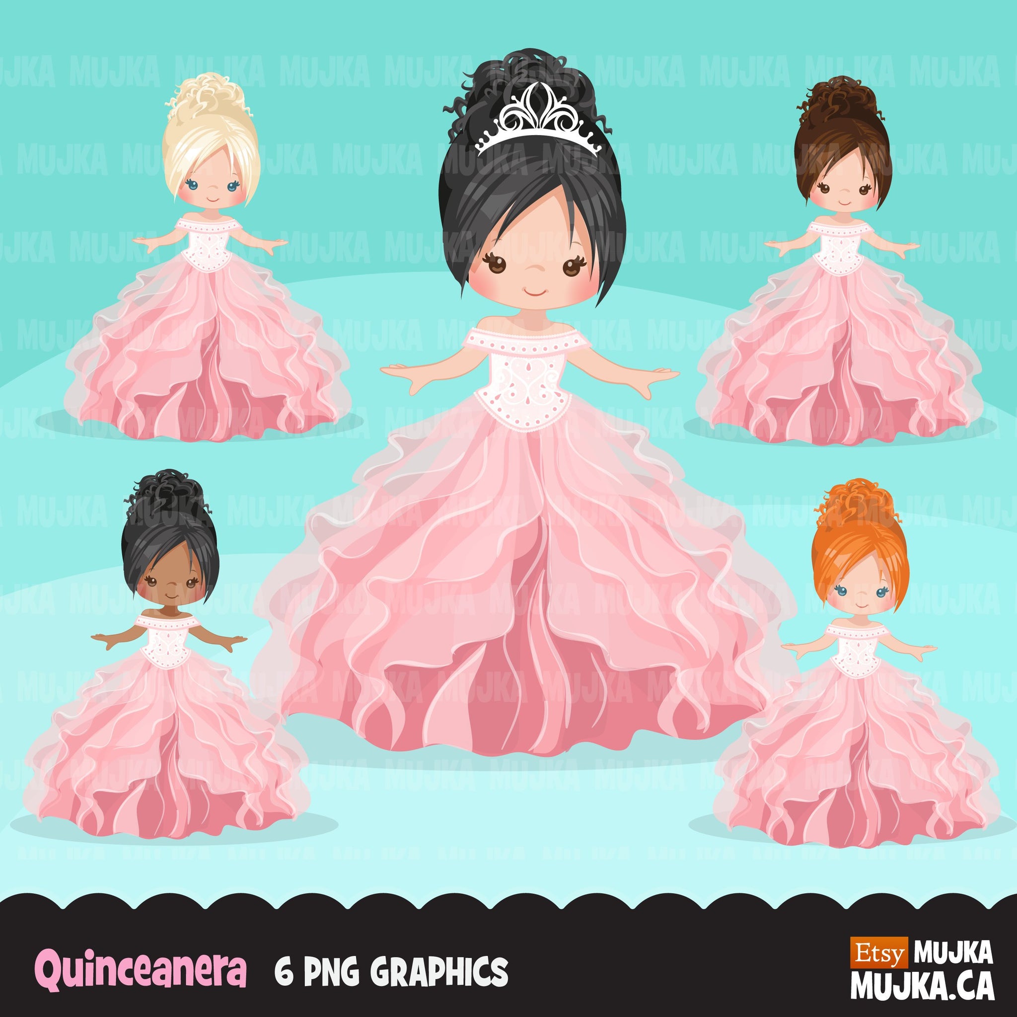 pink quinceanera dress clipart Pink Rhinestone Quinceaera Dress Clipart (PNG)