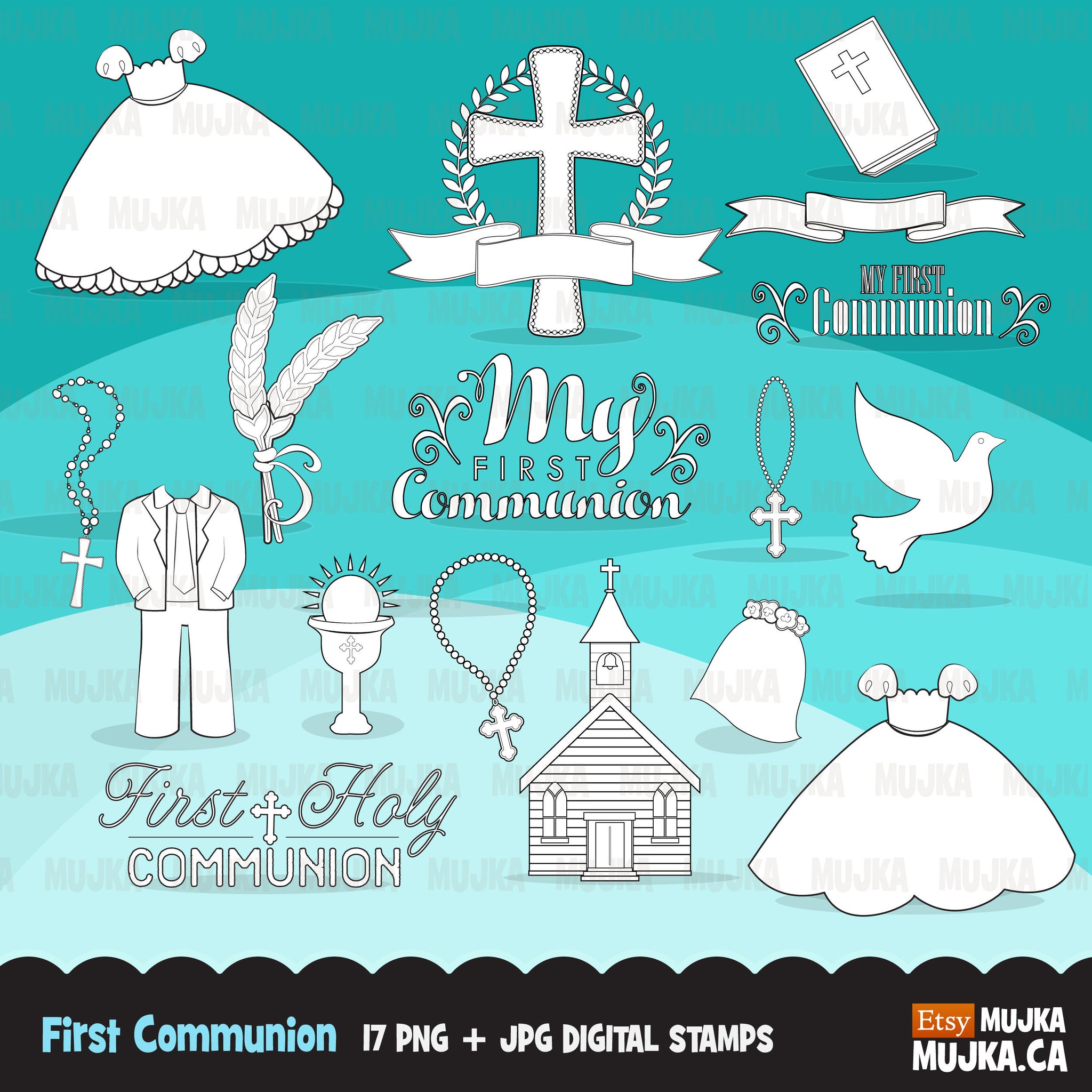 First Holy Communion Digital Stamps religious