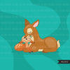 Woodland Animals love Clipart, Mother's Day Clipart, baby and mother