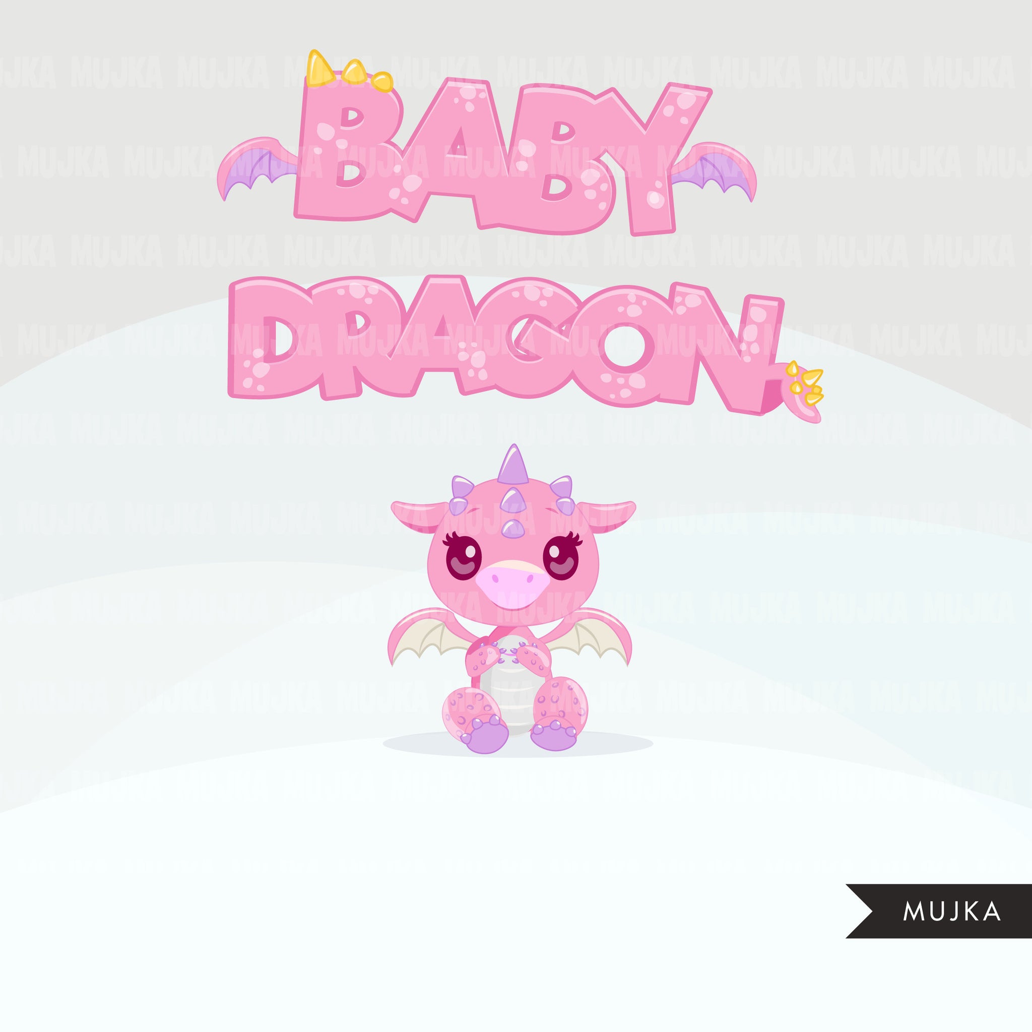 Baby Dragon clipart- pink animal