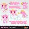 Bebé Dragón clipart- animal rosa