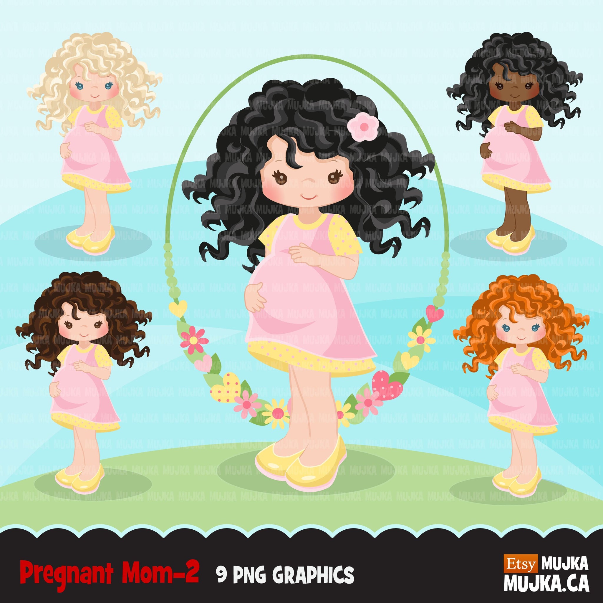 Pregnant girl clipart 2, mom to be