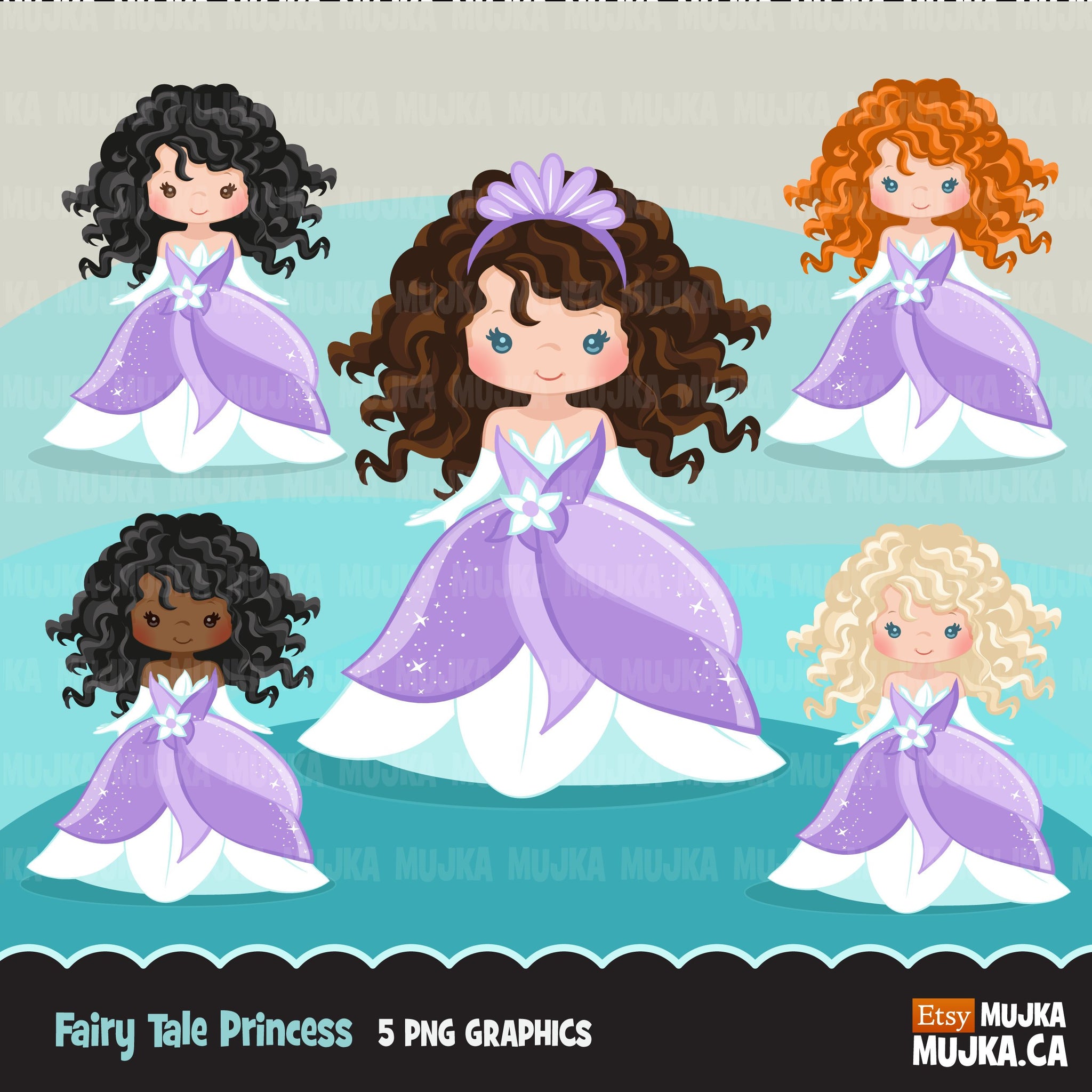 Clipart de princesa de conto de fadas, menina